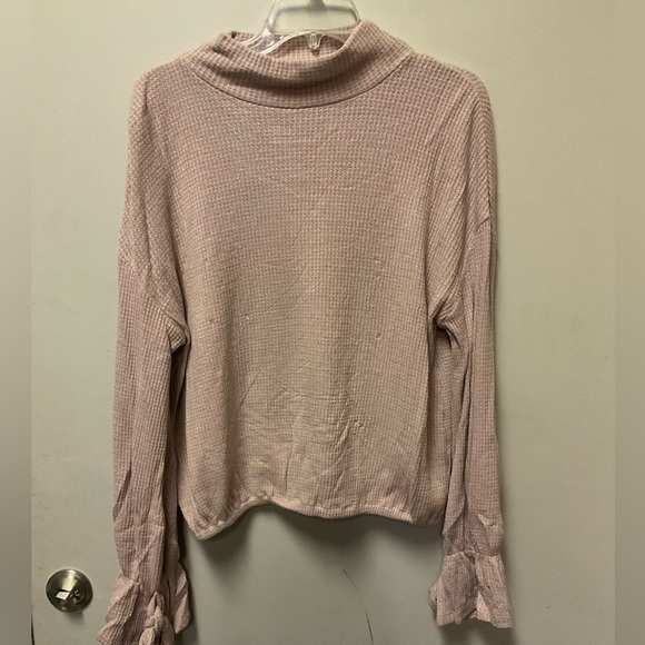 William Rast Elle Thermal Tied Turtleneck Top Peach Reign Sz L - Picture 3 of 7